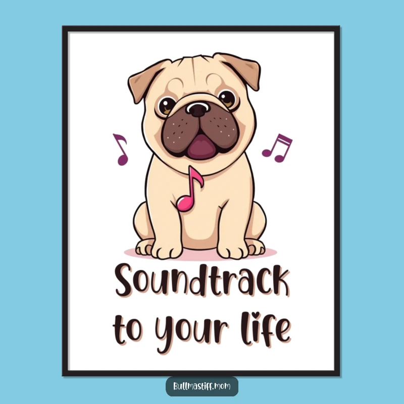 Funny Musical Bullmastiff Dog Digital Art: Instant Melodic Charm!