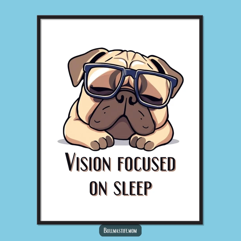 Funny Bullmastiff Oversized Glasses Digital Art, Instant Humor Download, Gift