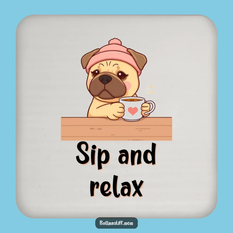 Bullmastiff Tea Coaster - Funny Warm Hat Dog Decor Gift for Tables