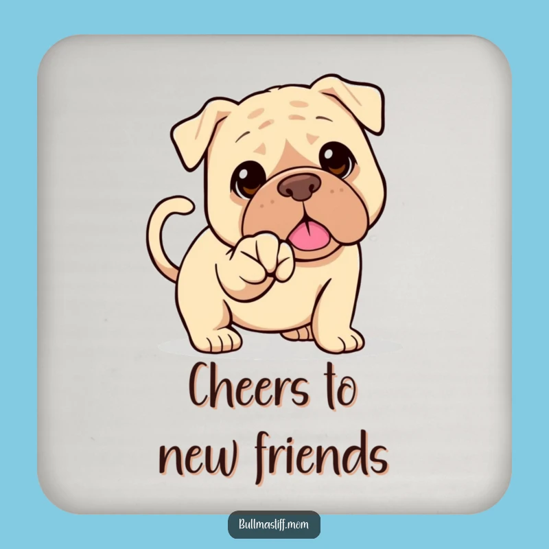 Funny Bullmastiff Handshake Coaster: Wagging Tail Decor, Hilarious Dog Art, Perfect Gift