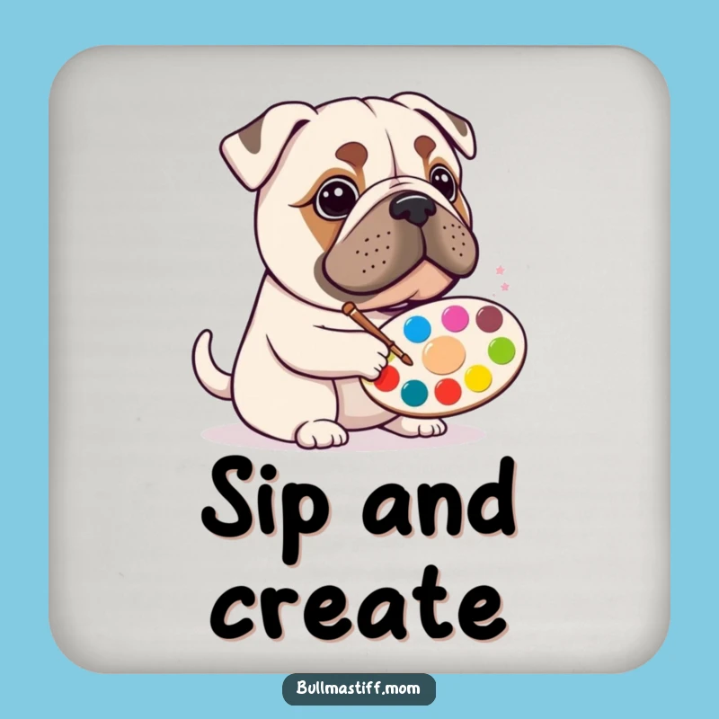 Funny Bullmastiff Artist Coasters: Protect Surfaces with Artistic Flair