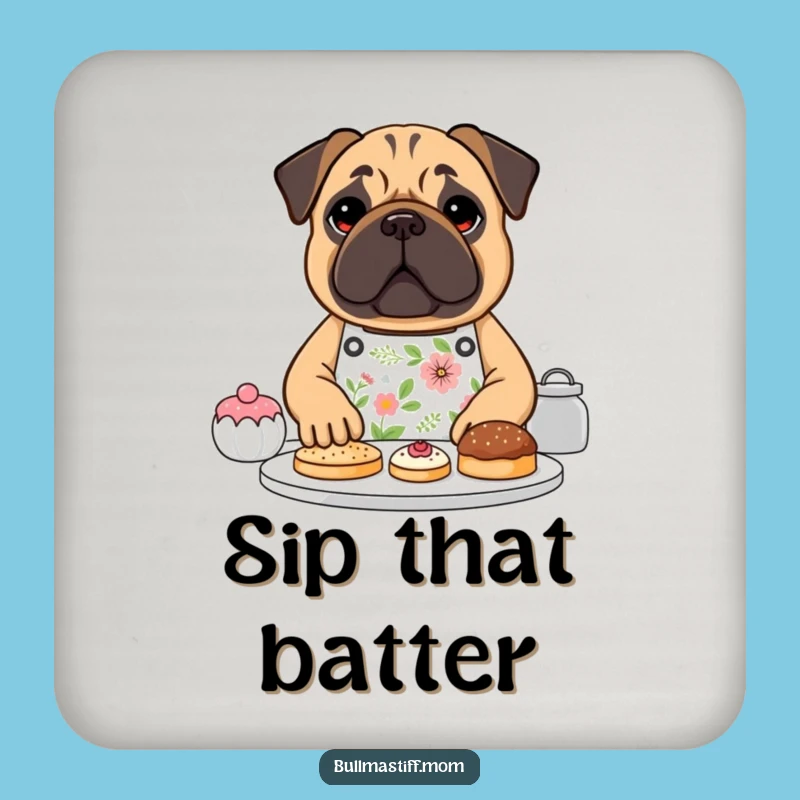 Funny Bullmastiff Baker Coaster - Protect Surfaces with Pastry Dog Gift