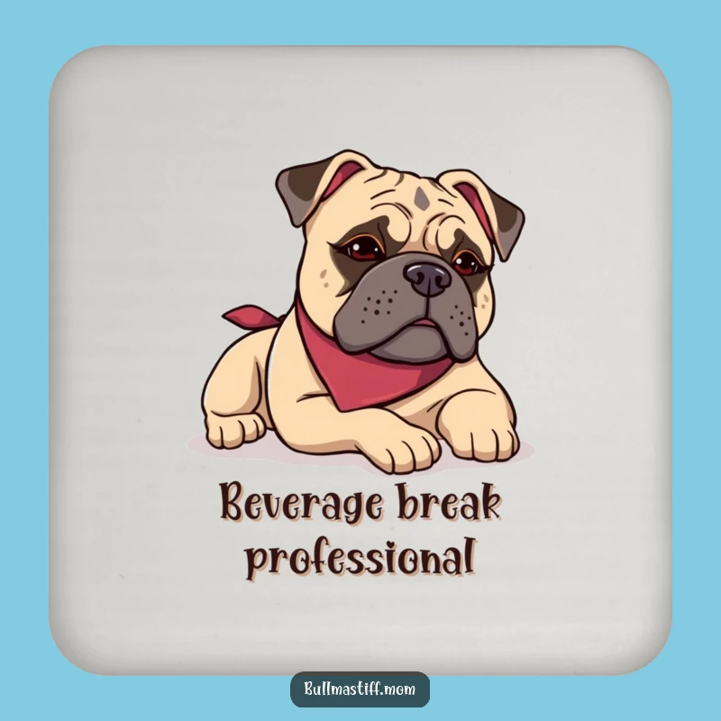 Funny Bullmastiff Bandana Coaster Set: Protect Surfaces with Dog Lover Humor, Great Gift!