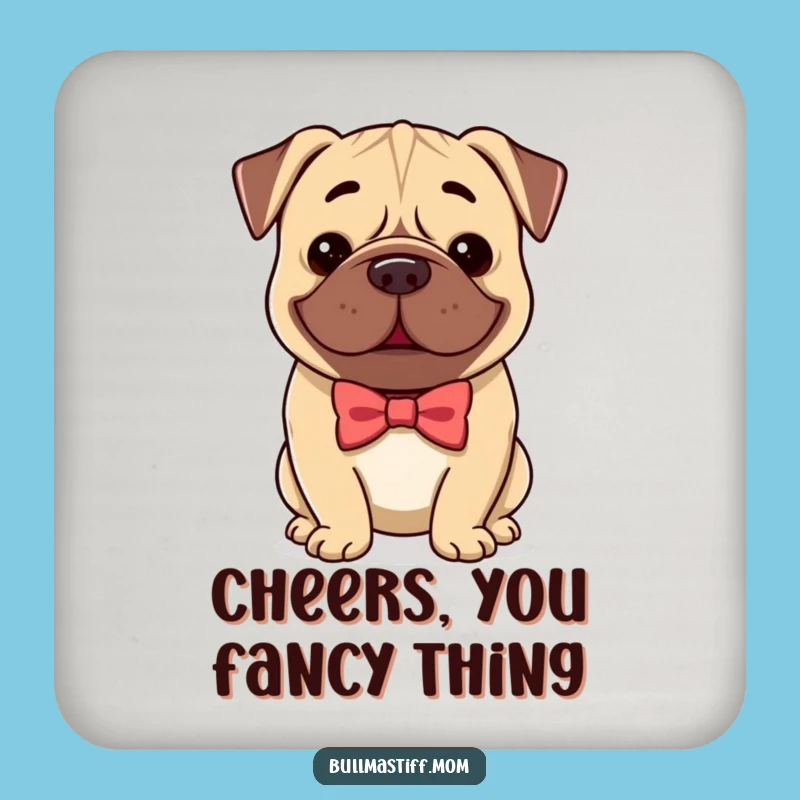 Funny Bullmastiff Bow Tie Coasters, Dapper Drink Protection, Unique Gift