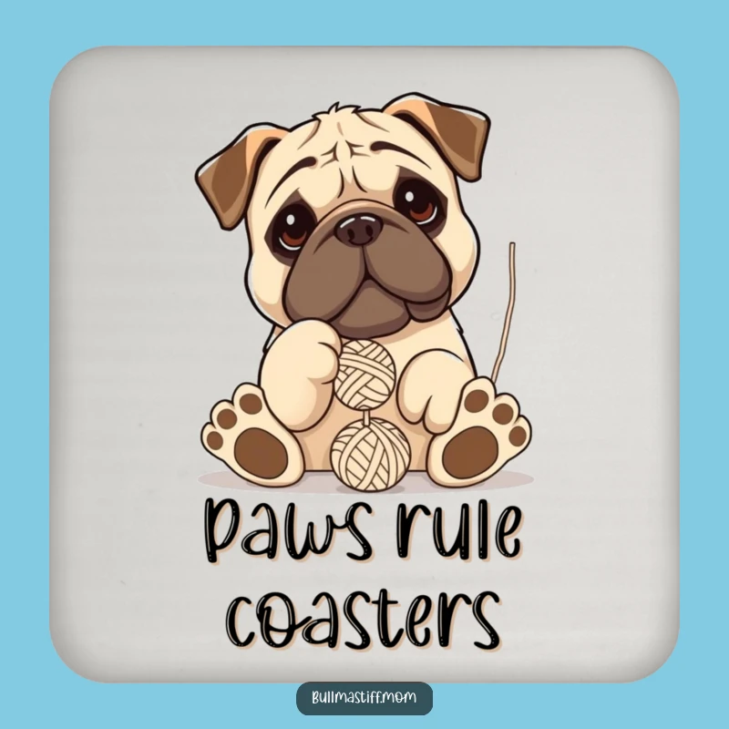Funny Bullmastiff Coaster: Protect Surfaces From Paws and Yarn!