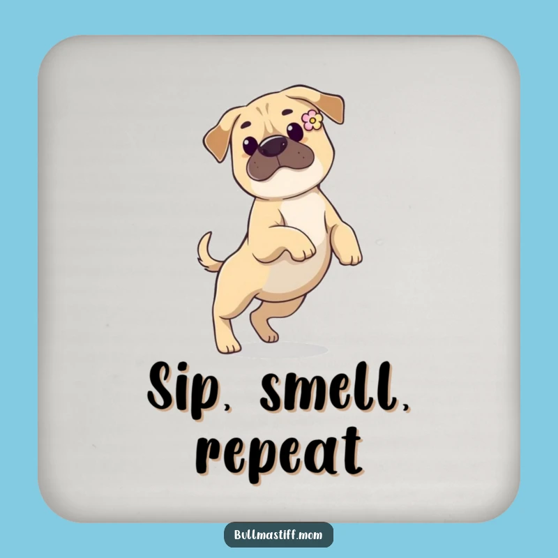 Funny Bullmastiff Flower Ear Coasters: Protect Surfaces with Graceful Style