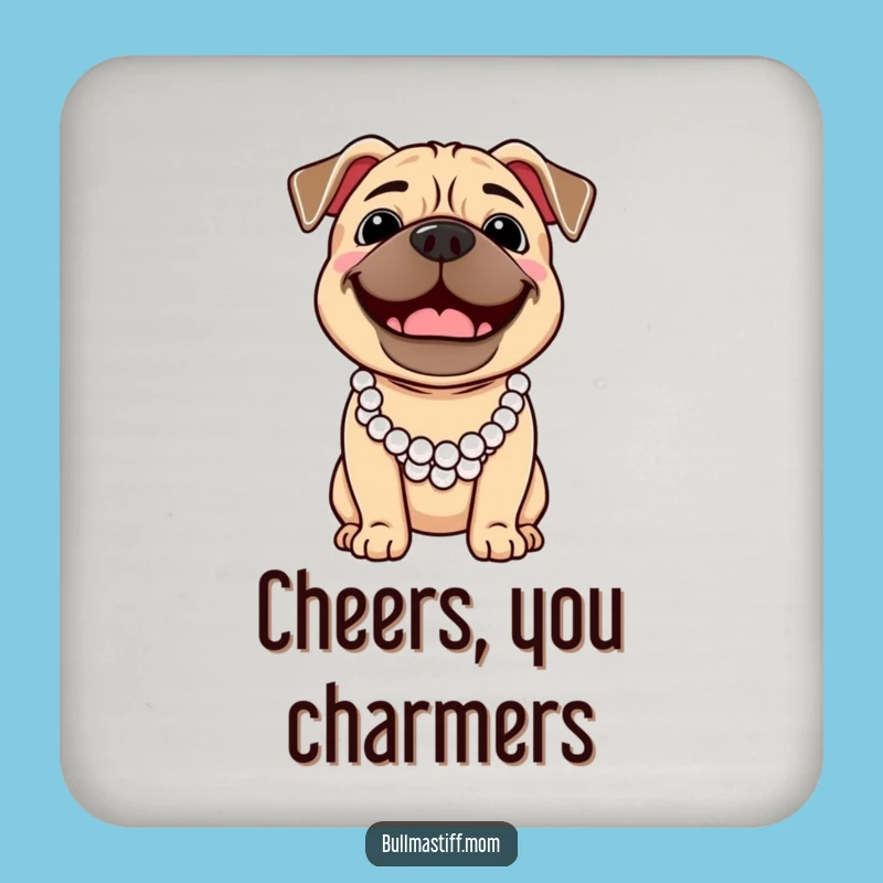 Funny Bullmastiff Pearl Necklace Coaster - Protect Surfaces with Chic Charm