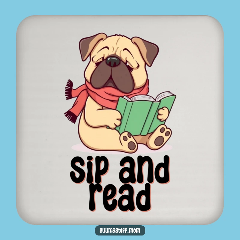 Funny Bullmastiff Reader Coaster - Protect Surfaces with Bookish Dog Humor Gift
