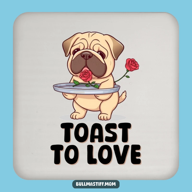 Funny Bullmastiff Rose Bearer Coaster Set: Loyal Dog Protection
