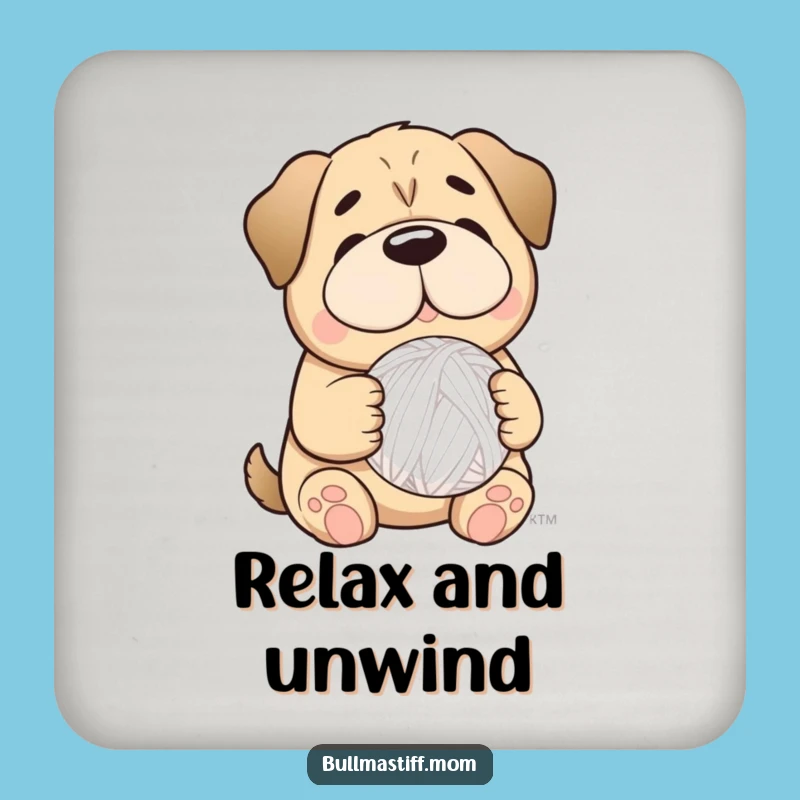 Funny Bullmastiff Yarn Coaster: Protect Surfaces with Crafty Canine Charm