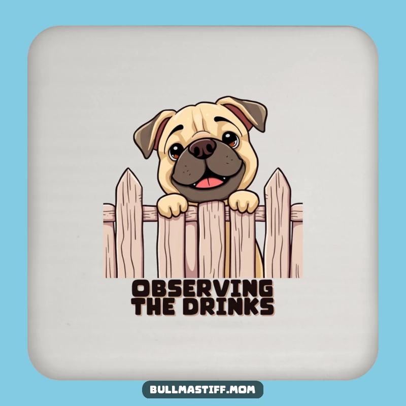 Funny Curious Bullmastiff Coaster Set - Peeking Dog Drink Savers, a Hilarious Housewarming Gift