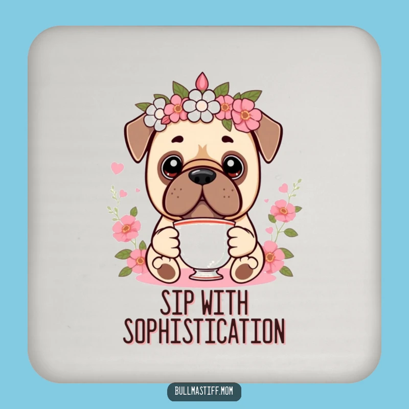 Funny Kawaii Bullmastiff Tea Drink Coasters: Protect Surfaces with Elegance