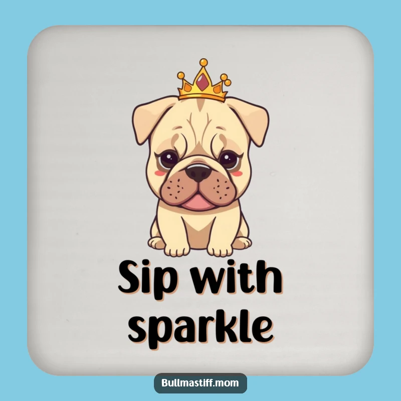 Funny Tiarad Bullmastiff Coaster Set: Elegant Dog Protection