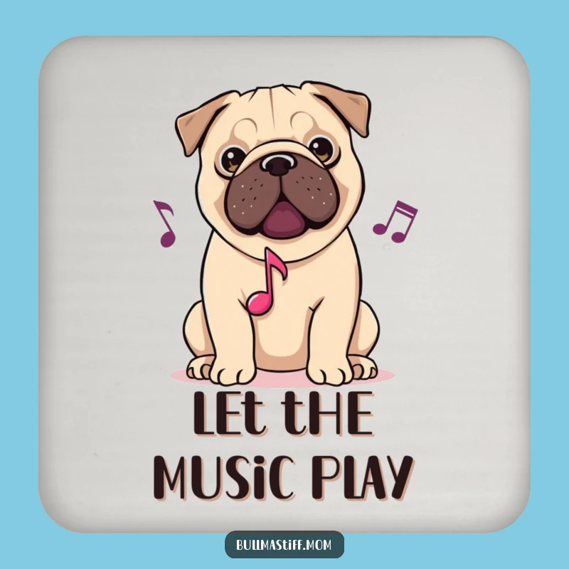 Funny Musical Bullmastiff Dog Drink Coaster: Protect Surfaces, Tune In!