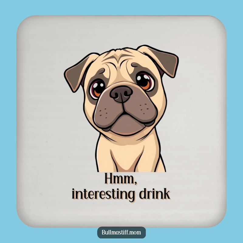 Protect Surfaces: Funny Bullmastiff Head Tilt Coaster Set for Inquisitive Homes