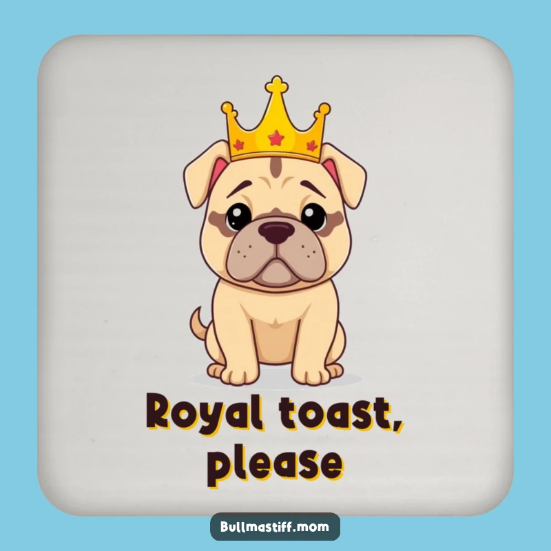 Funny Royal Bullmastiff Dog Drink Coaster: Protect Your Noble Surfaces!