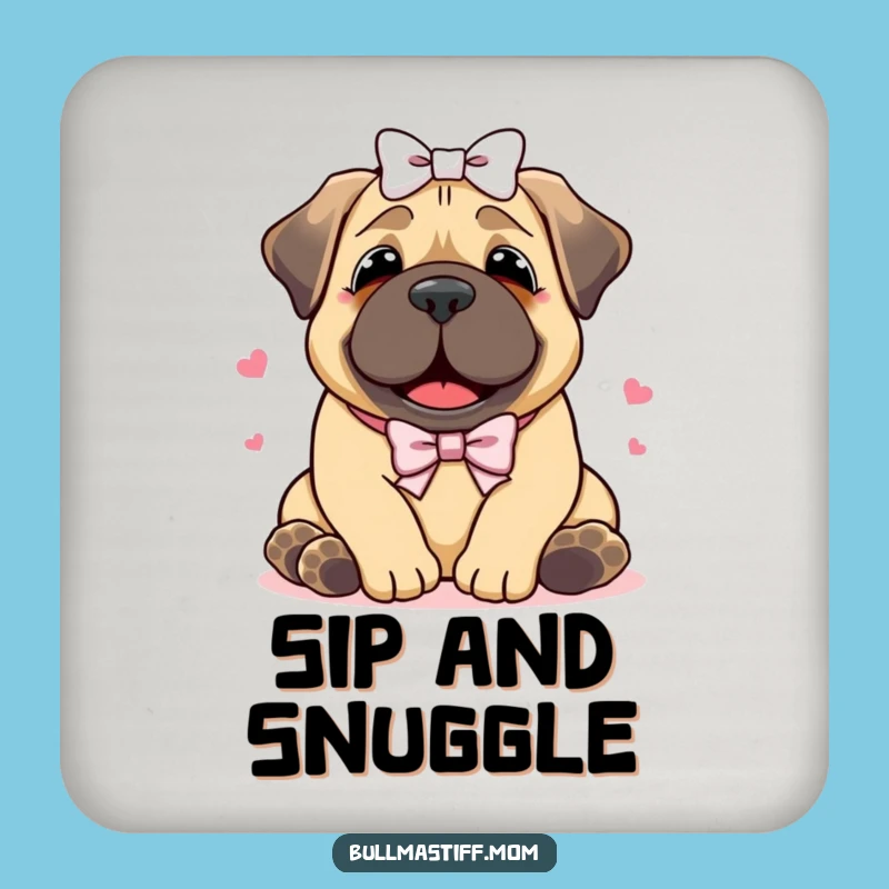 Funny Bullmastiff Hug Coaster Set: Protect Surfaces with Adorable Dog Style
