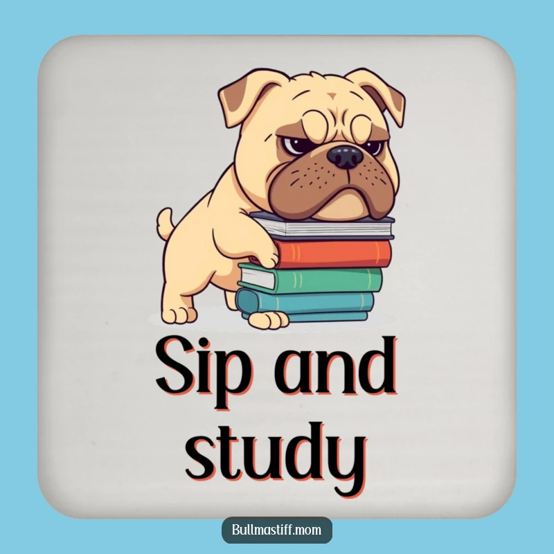 Funny Bullmastiff Book Balance Coaster: Grimace Decor, Hilarious Dog Art, Perfect Gift