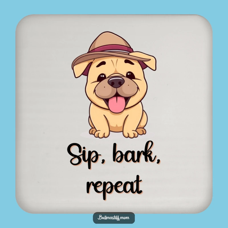 Funny Bullmastiff Hat Coaster: Protect Surface with Happy Bark, Great Funny Gift
