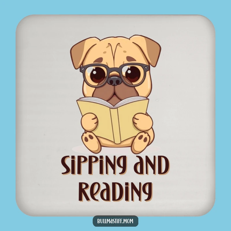 Funny Bullmastiff Coaster: Bookworm Dog, Literary Table Protector Funny Gift