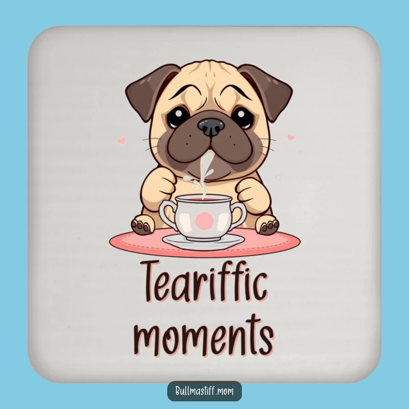 Funny Bullmastiff Coaster: Tea Time Pour, Protect Surfaces with Charm