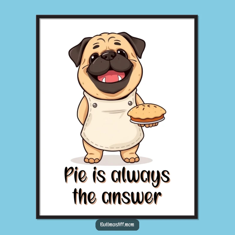 Funny Bullmastiff Baker Poster: Proud Pie Display, Hilarious Kitchen Art