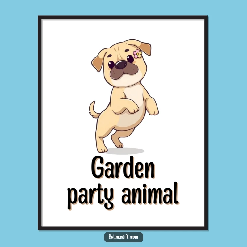 Funny Bullmastiff Flower Ear Poster: Artistic Wall Decor for Dog Lovers