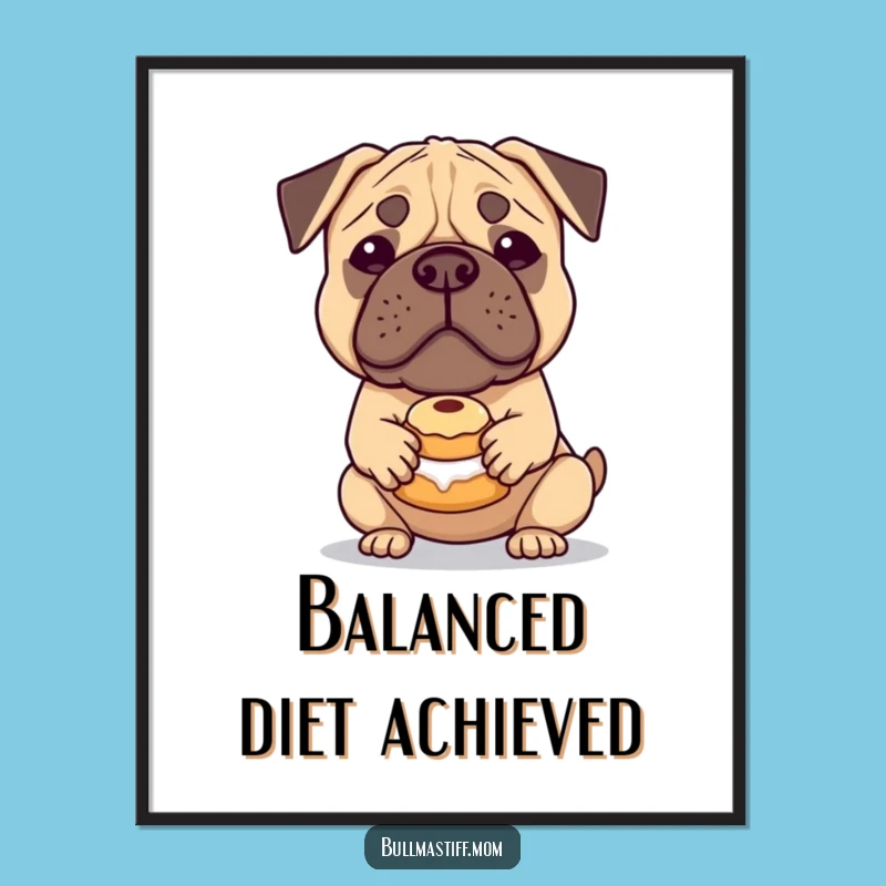 Funny Bullmastiff Pastry Poster: Whimsical Dog Art Print, Perfect Funny Gift