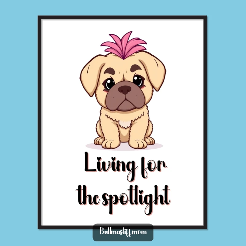 Funny Bullmastiff Poster: Diva Boa, Dramatic Wall Art Gift