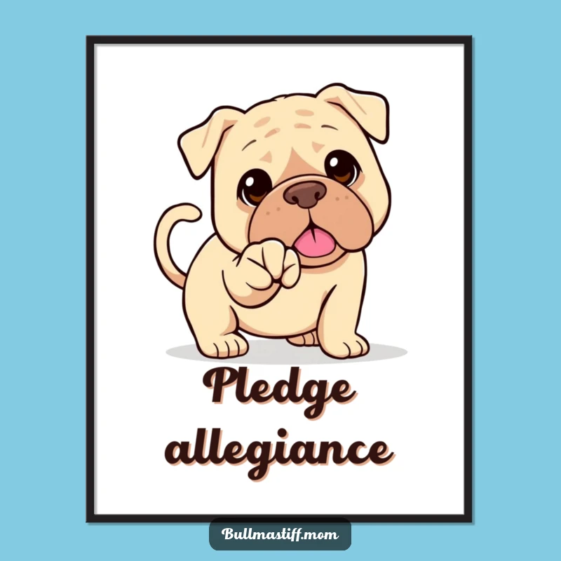 Funny Bullmastiff Handshake Poster: Wagging Tail Art, Hilarious Dog Greeting, Perfect Decor Gift