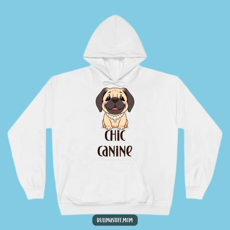Funny Bullmastiff Hoodie: Pearl-Wearing Gentle Giant, Cozy & Classy Funny Gift