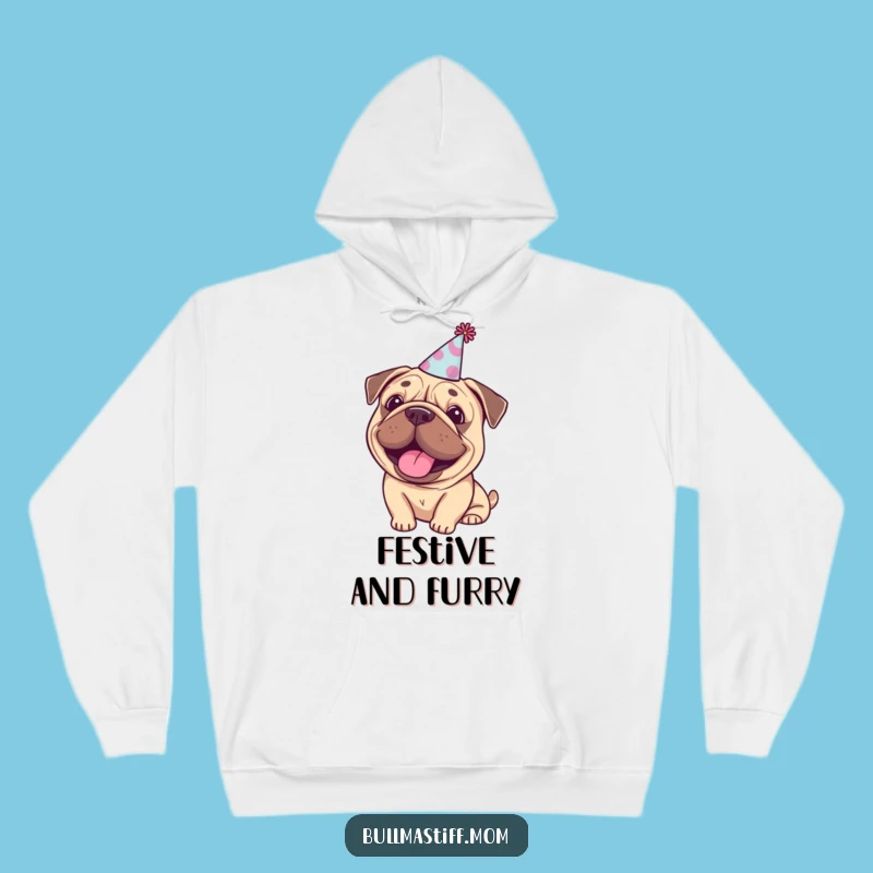 Festive Bullmastiff Party Hoodie - Funny Celebration Dog Lover Gift