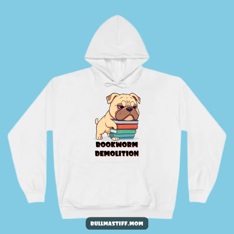Funny Bullmastiff Book Balance Hoodie: Grimace Genius, Hilarious Study Buddy, Perfect Gift
