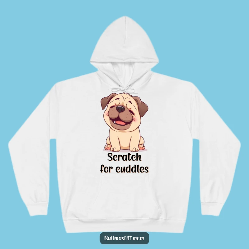 Funny Happy Bullmastiff Hoodie - Cozy Scratch Bliss Sweatshirt, a Hilarious Comfort Gift