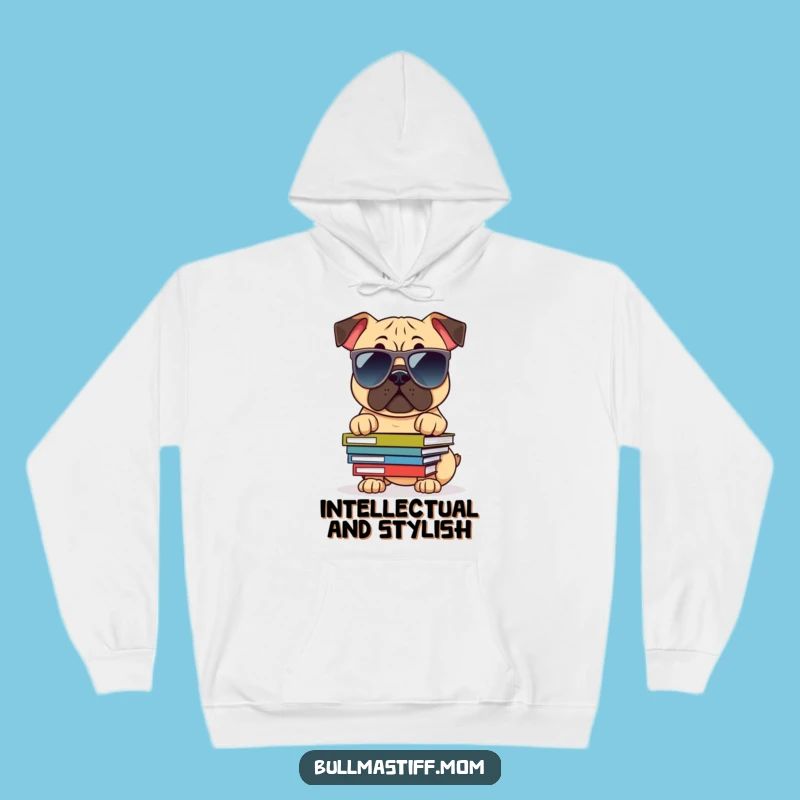 Funny Cool Bullmastiff Hoodie: Bookish Dog in Sunglasses, Cozy Funny Gift