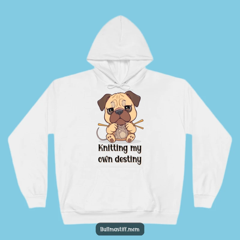 Funny Bullmastiff Knitting Hoodie: Cozy Up with a Determined Crafter