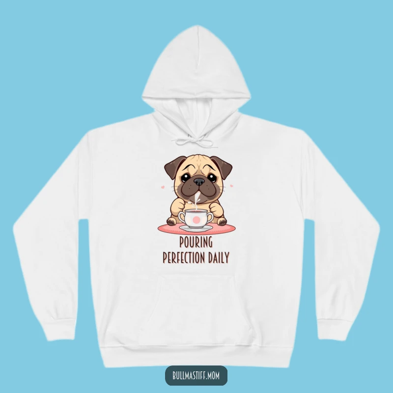 Cozy Funny Bullmastiff Hoodie: Tea Time Pup, Warm & Hilarious Gift