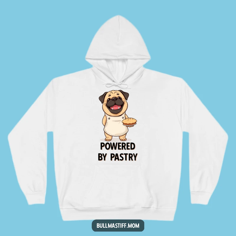 Funny Bullmastiff Baker Hoodie: Cozy Chef Dog with Pie, Warm Gift