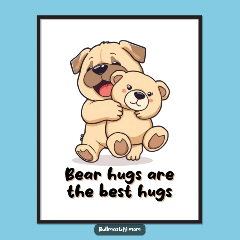 Free Printable Joyful Bulldog Teddy Art - Sweet Downloadable Decor