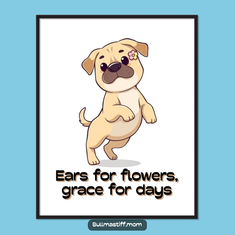 Free Printable Wall Art: Playful Bullmastiff Prancing Decor - Whimsical Downloadable Art Gift