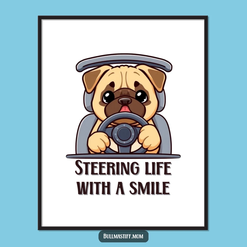 Free Printable Bullmastiff Wall Art: Funny Dog Driving Decor Downloadable for Laughs!