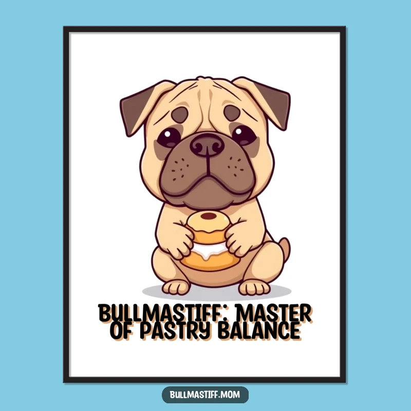 Free Printable Bullmastiff Wall Art: Gentle Giant Pastry Balancing Art Downloadable