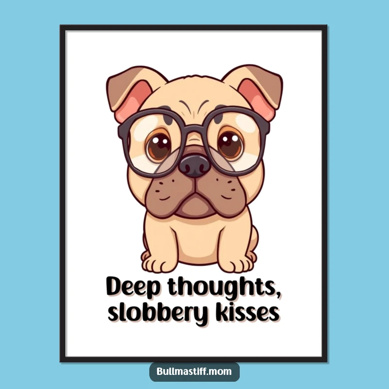Free Printable Thoughtful Bulldog Glasses Art - Intellectual Downloadable Decor