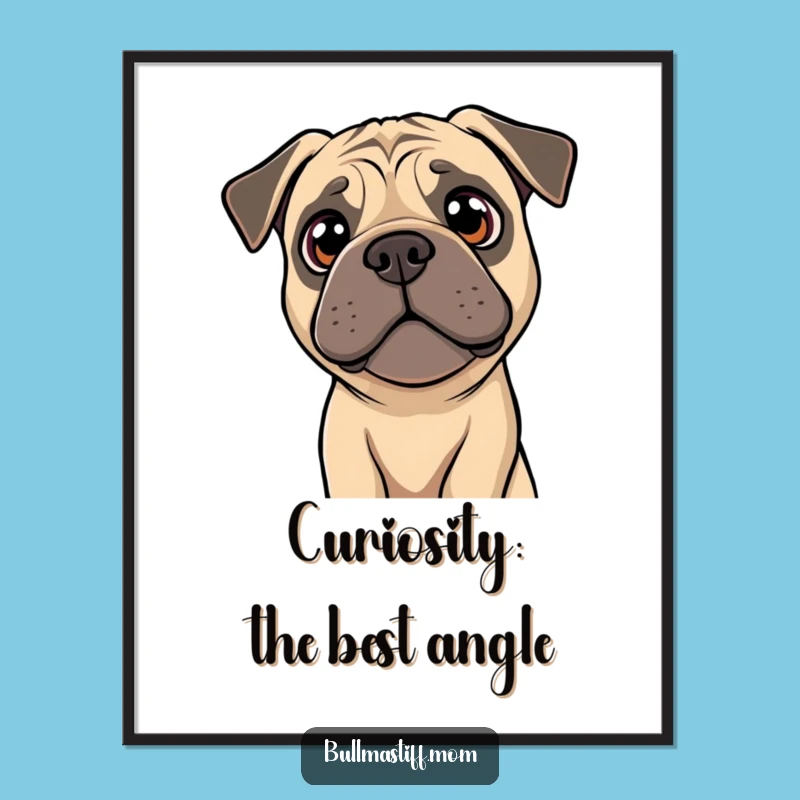 Free Printable Wall Art: Curious Bullmastiff Head Tilt - Whimsical Downloadable Decor