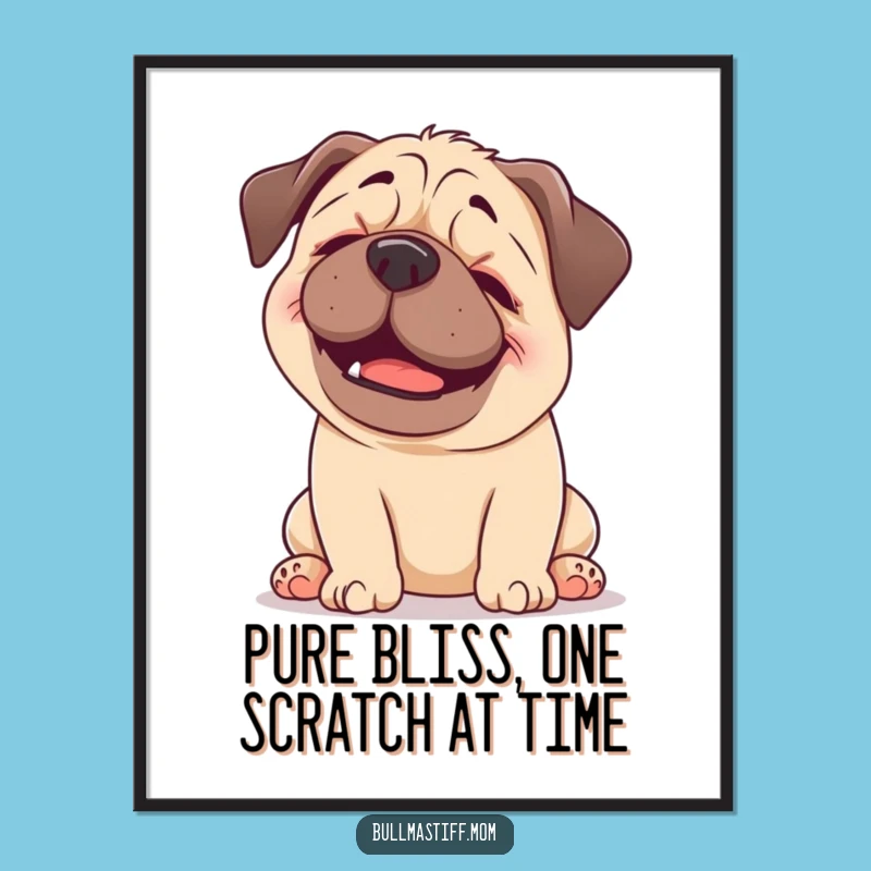 Free Printable Wall Art: Happy Bullmastiff Head Scratch Funny Downloadable Art Decor
