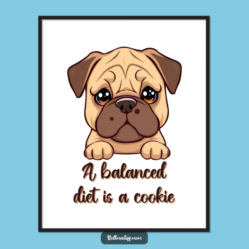 Funny Free Printable Wall Art: Bullmastiff Cookie Balance Downloadable Dog Art!