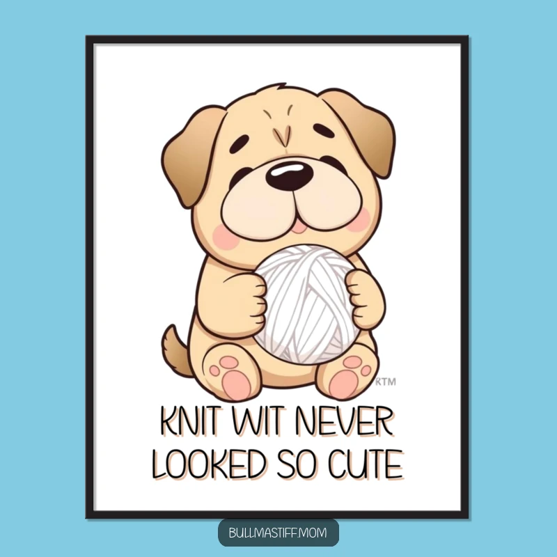 Free Printable Gentle Bulldog Yarn Art - Cozy Downloadable Decor