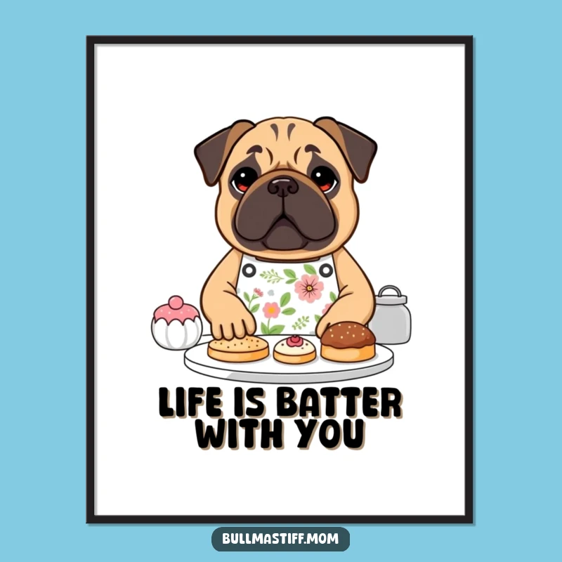 Funny Free Printable Wall Art: Baking Bullmastiff Pastries - Downloadable Art