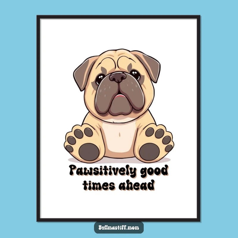 Free Printable Wall Art: Bullmastiff Offering Toy, Whimsical Dog Downloadable Art