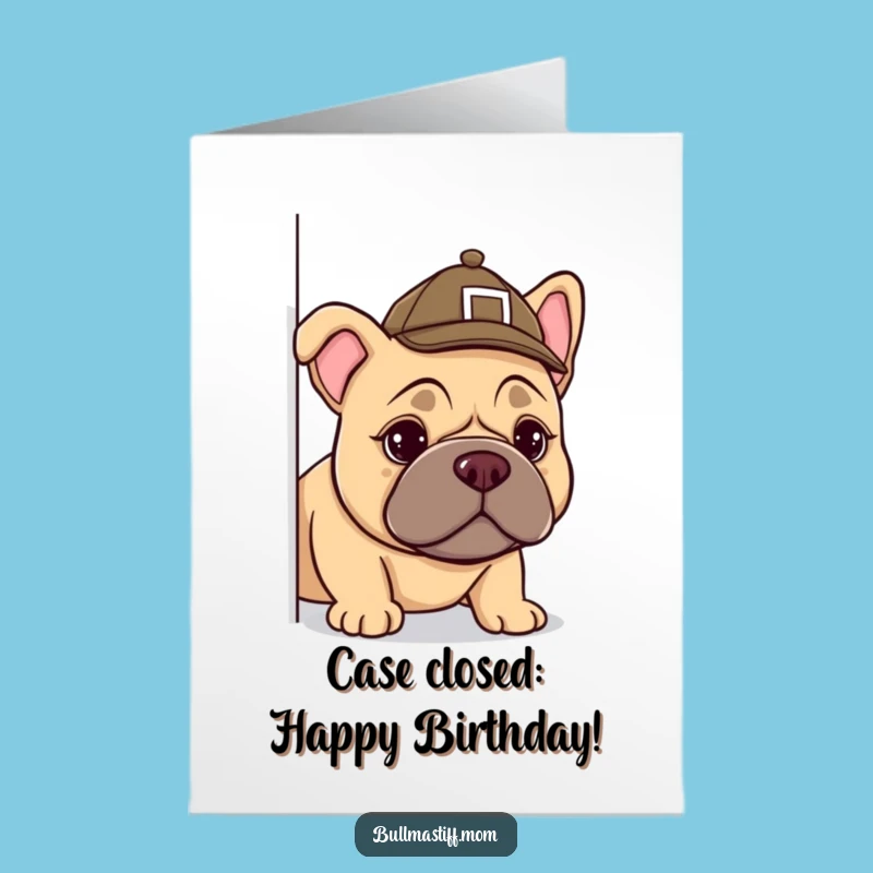 Free Printable Funny Bullmastiff Detective Birthday Card - Downloadable DIY Gift for Dog Lovers